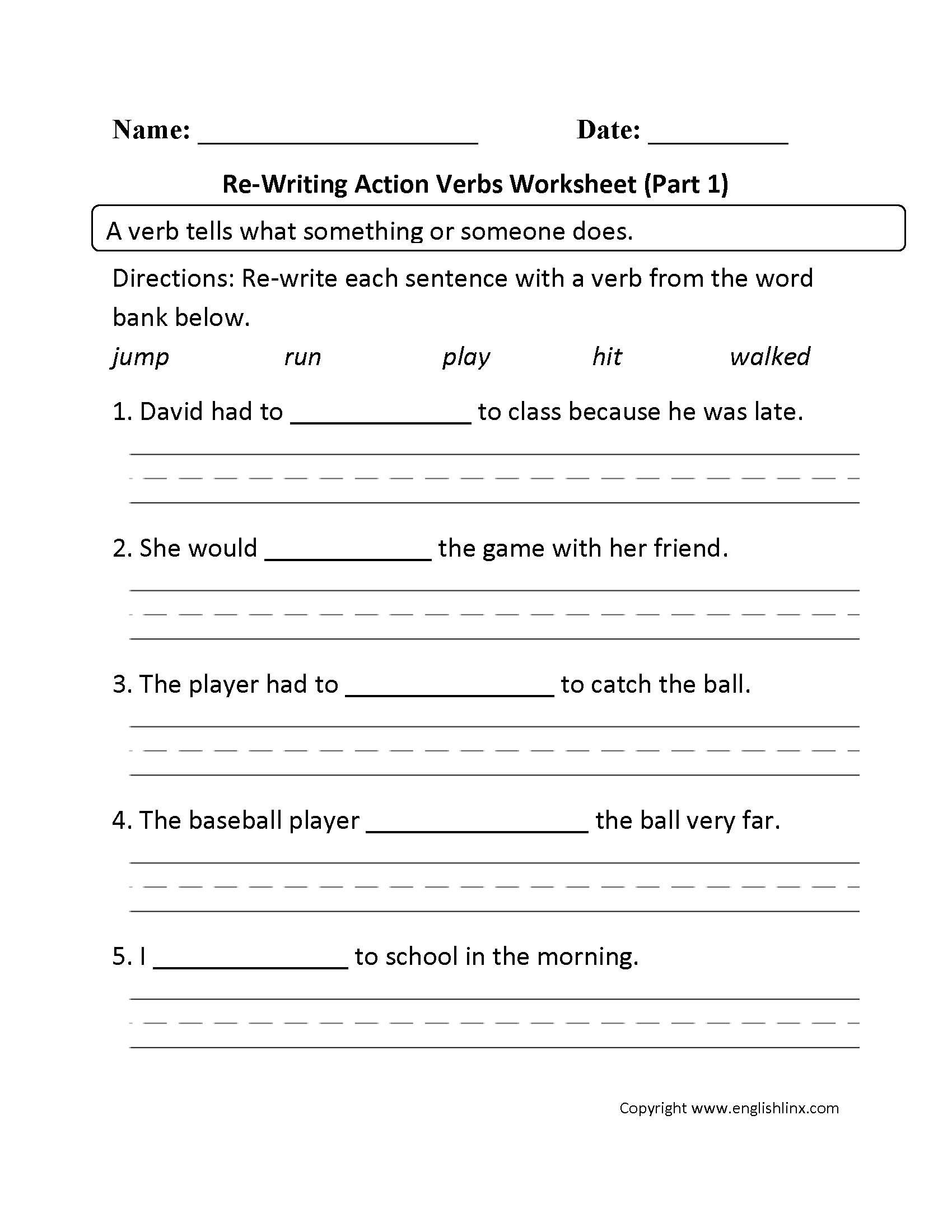 Verbs Worksheets Action Verbs Worksheets Action Verbs 2 Coloring Cards Free PDF Download Ezpzlearn