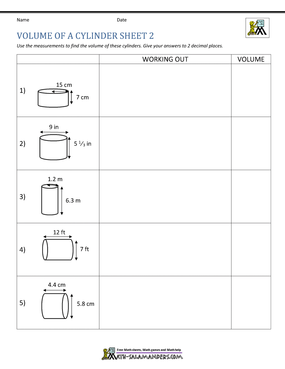 Volume Of A Cylinder Calculator Volume Of A Cylinder Worksheets