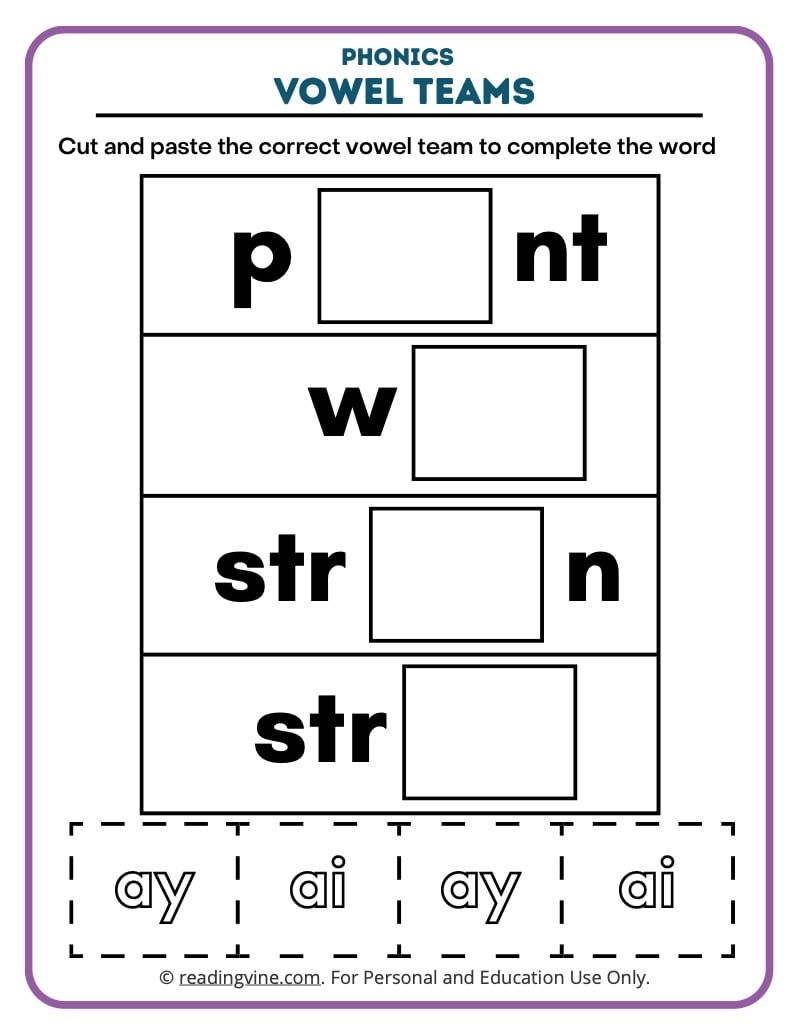 Vowel Team Worksheets