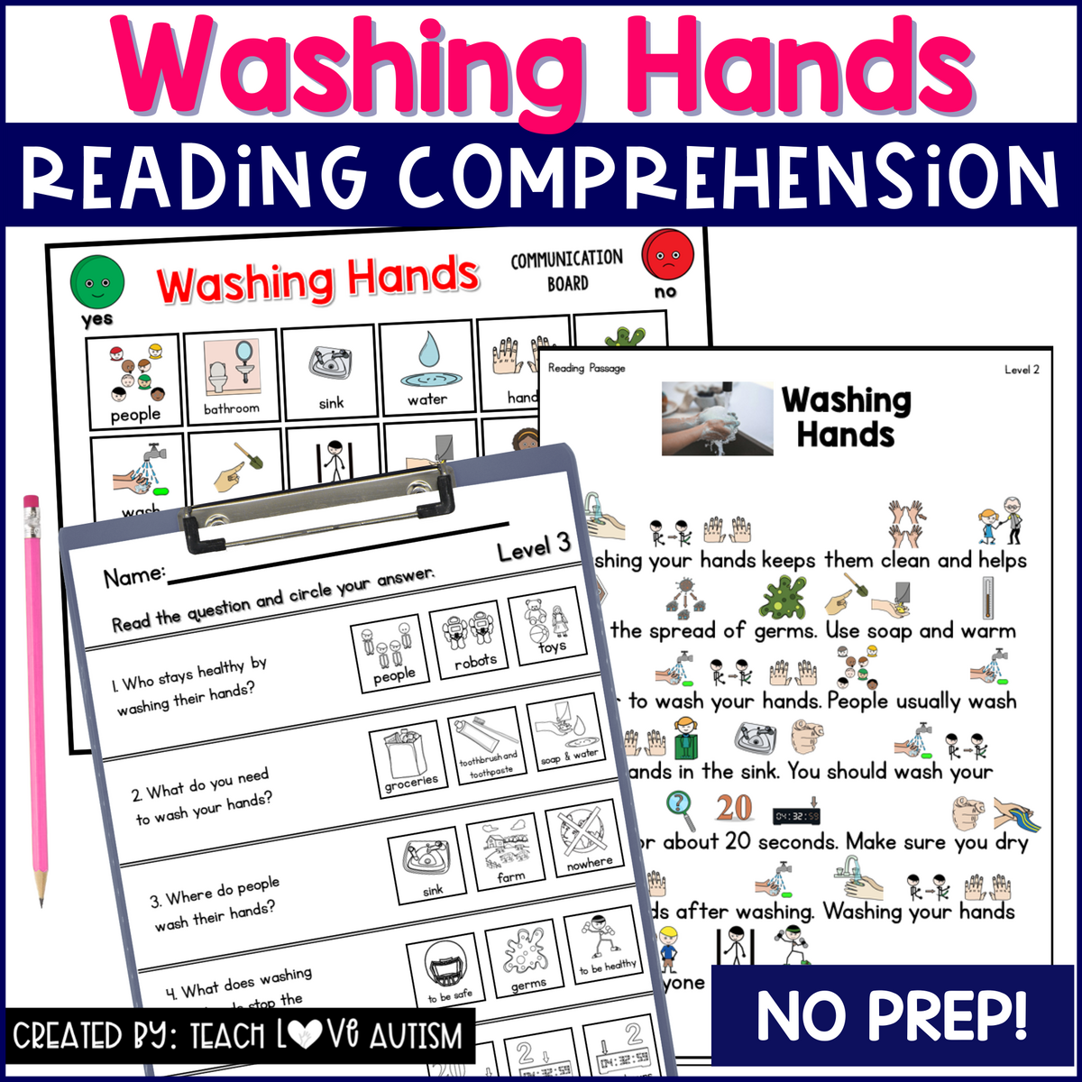 Washing Hands Reading Comprehension Passages And Worksheets For Life Skills Teach Love Autism Washing Hands Reading Comprehension Passages And Worksheets For Life Skills Teach Love Autism
