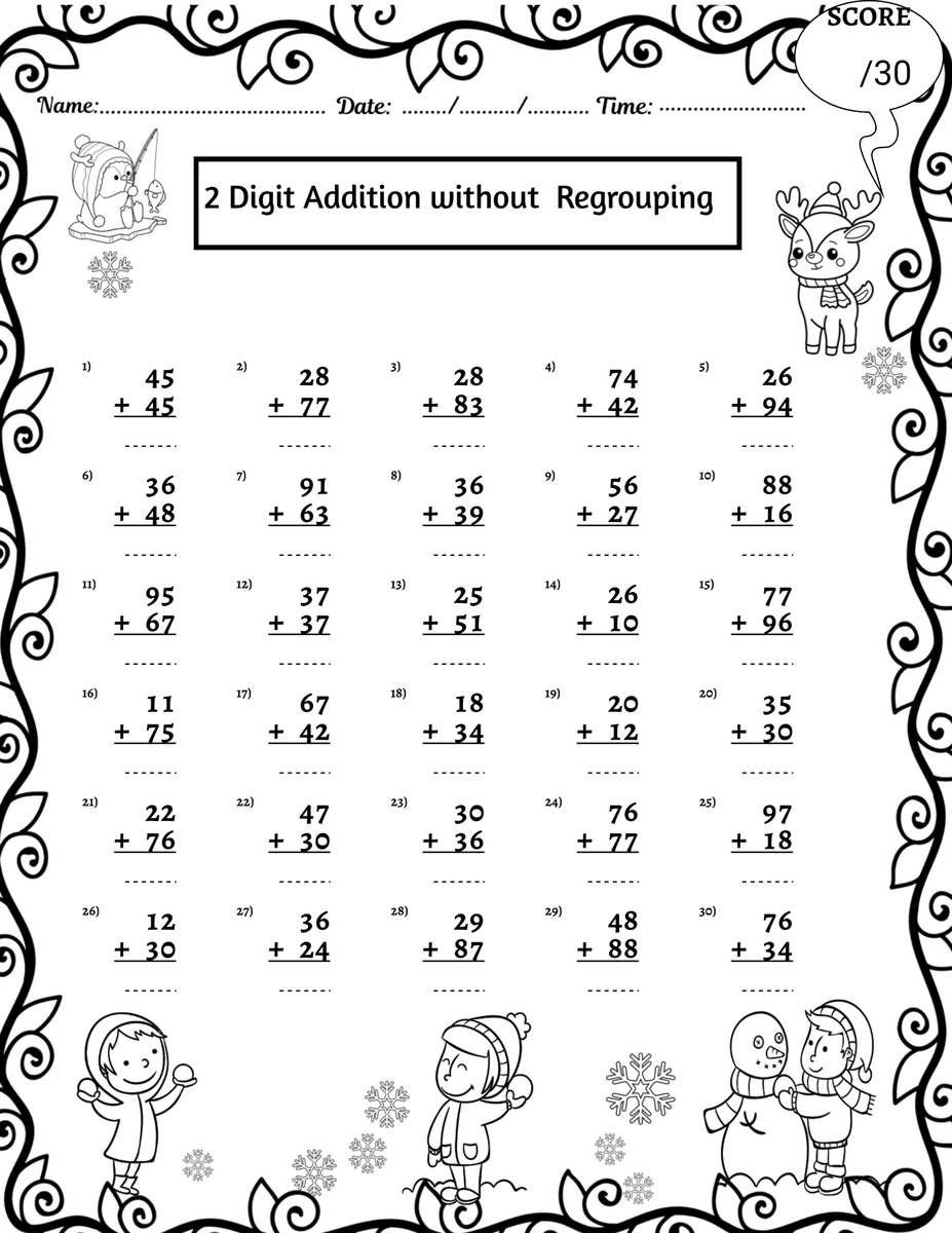 WINTER 2 Digit Addition And Subtraction With Without Regrouping Worksheets Made By Teachers WINTER 2 Digit Addition And Subtraction With Without Regrouping Worksheets Made By Teachers