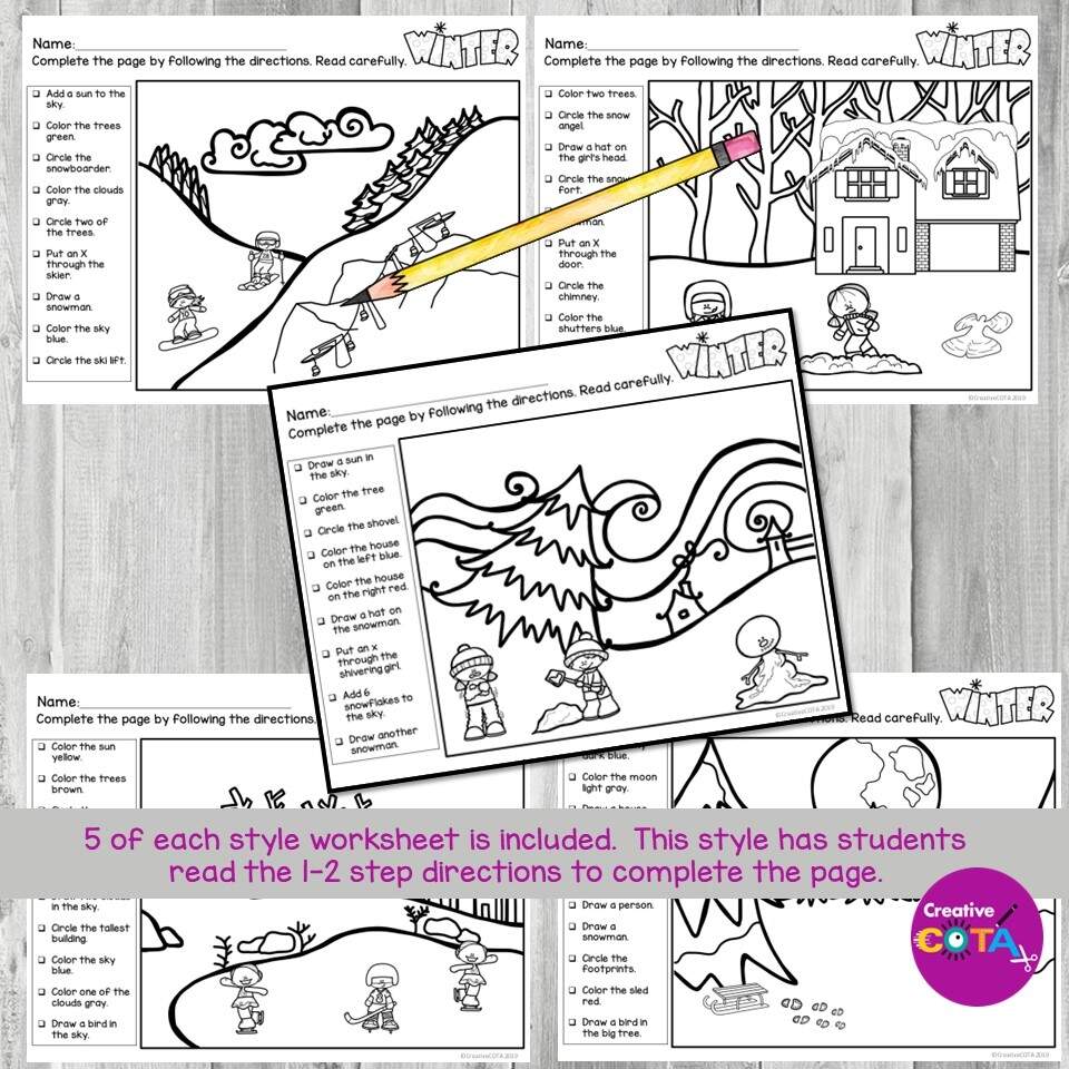 Winter Following Directions Coloring Activity For Listening Skills Made By Teachers Interactive Winter Clothes Worksheet Listen And Choose The Correct Images Activity For Kids And ESL Students Group 1 Ezpzlearn