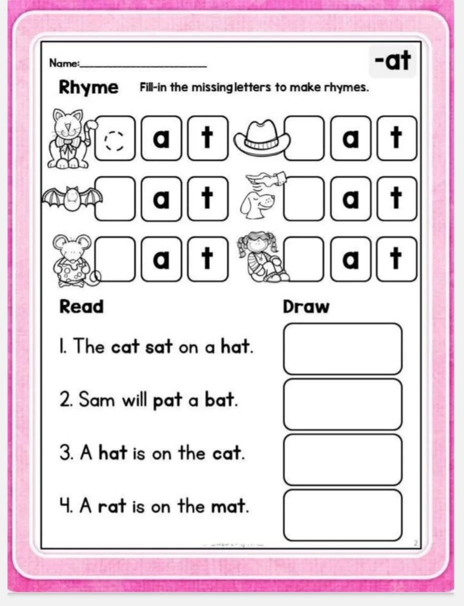 FREE Printable Ig Word Family Worksheets For Kindergarten