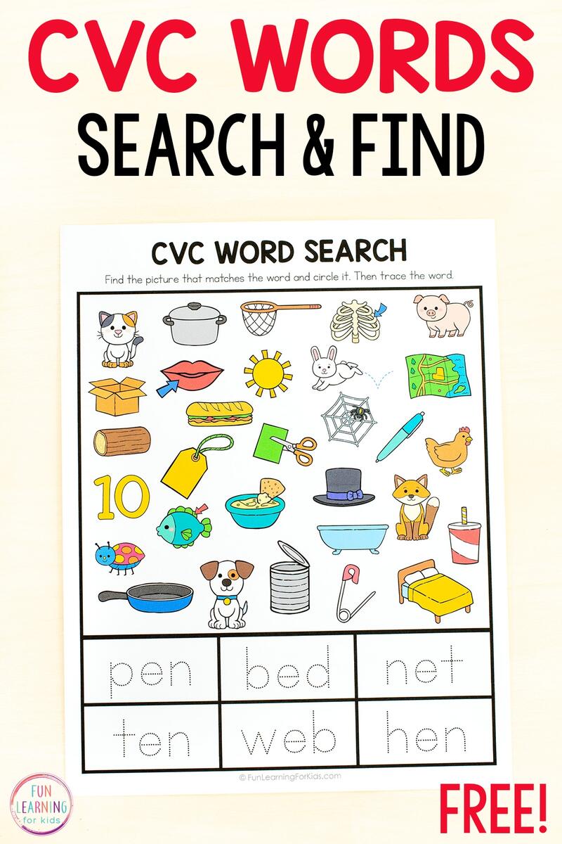 Word Search CVC Worksheets Free Printable Word Search CVC Worksheets Free Printable