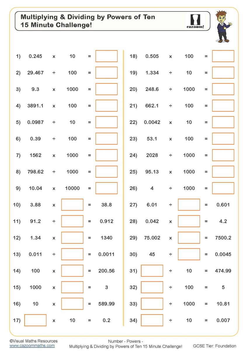 Year 7 Powers Worksheets PDF Printable Worksheets